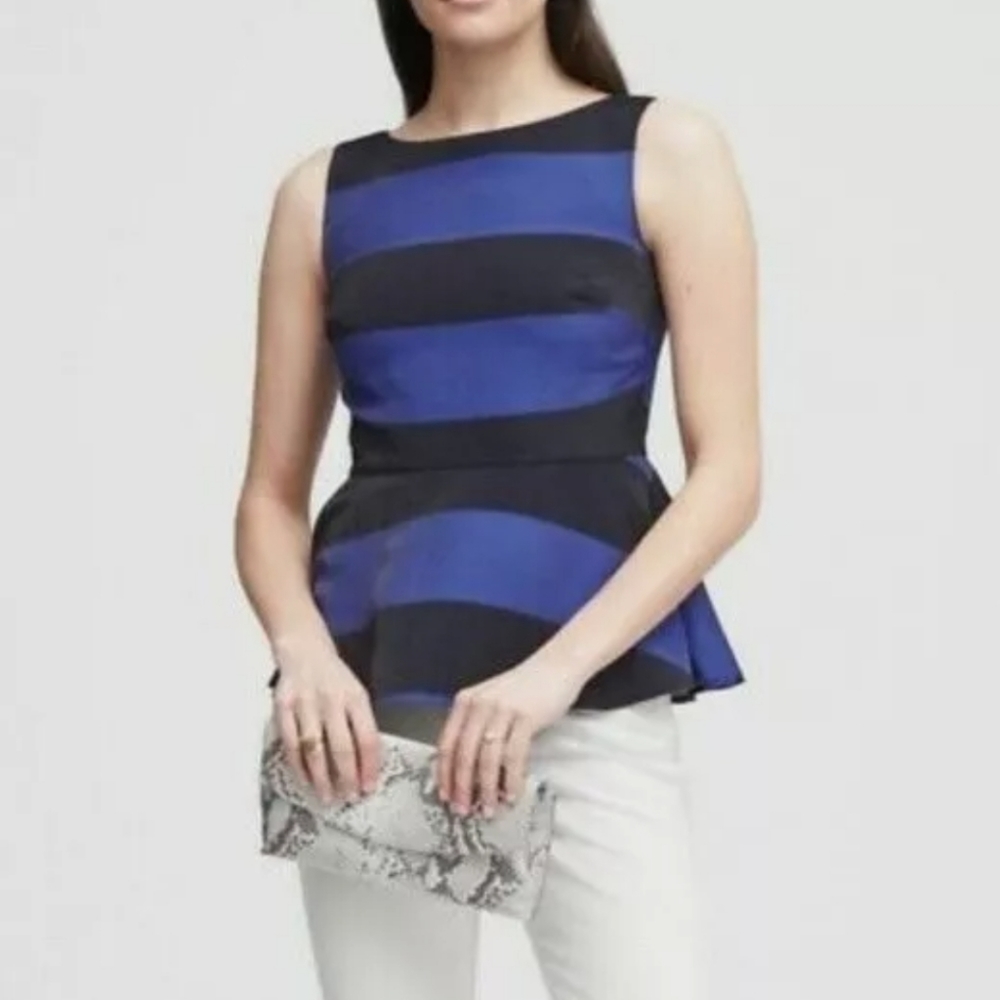 Banana Republic Rugby Shimmer Stripe Peplum Top